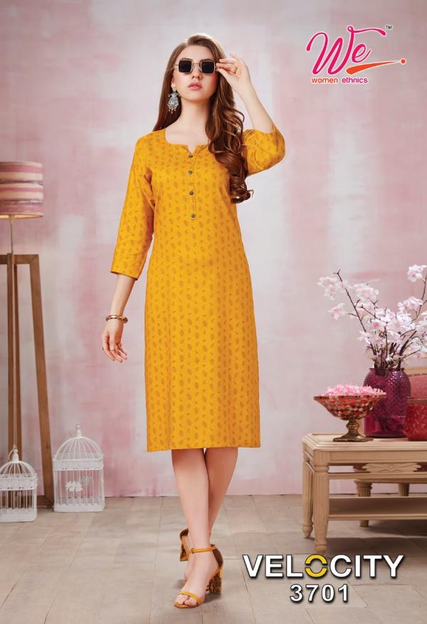 We Velocity Rayon Printed Reguler Wear Kurtis